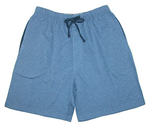 Mens Big & Tall Jersey Knit Cotton Button Fly Pyjama Sleep Shorts, 3X, Blue