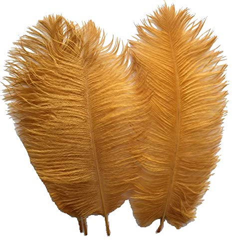 Sowder 20pcs Natural 10-12inch(25-30cm) Ostrich Feathers Plume for Wedding Centerpieces Home Decoration(Golden)