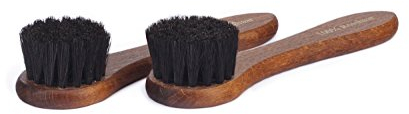 Langer & Messmer set de 2 brosses crème 100% crin de cheval pour l'application de cirage et de cire à chaussures - brosses à chaussures pour un entretien professionnel des chaussures (noir-noir)