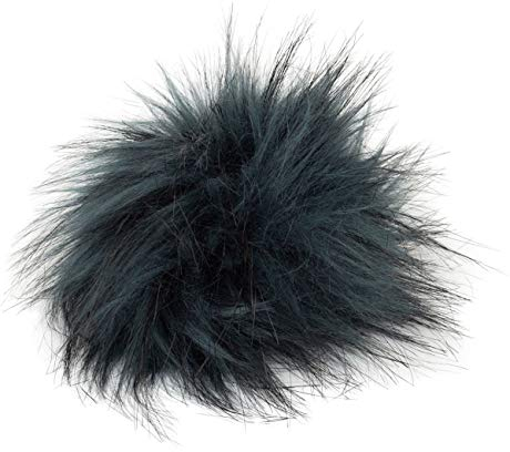Unbekannt Fell Pompon mit Druckknopf Seablue