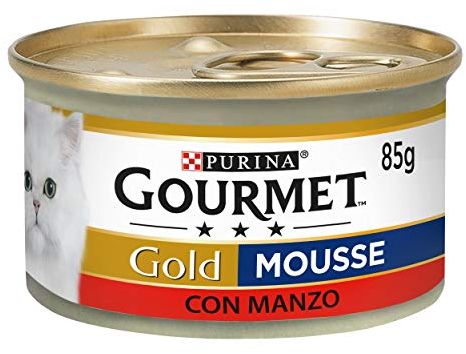 Purina Gourmet Gold Umido Gatto Mousse con Manzo - 24 Lattine da 85g Ciascuna (confezione da 24 X 85 g)