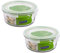 GlassFood - Juego de 2 Contenedores Redondos Glasslock 100% Herméticos en Vidrio Sódico-Cálcico Templado de Alta Dureza, Ecológico y Reciclable. Capacidad 2 x 920ml