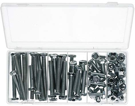 100pc Nut and Bolt Set 10mm Thread (M10 x 1.5) Various Length 30-100mm Bolts