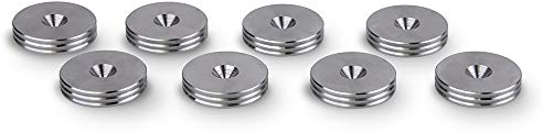 PrecisionGeek - Stainless Steel Speaker Pads, Feet, Floor Protector, 20mm diameter Slim shape for HiFi Speakers, Stands, Soundbars - Set of 8 pieces