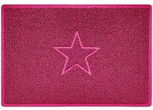 Nicoman Star Shape Embossed Entrance Door Mat Non Slip Dirt Trapper PVC Spaghetti Mat with Rubber Base, Jet Washable Quick Drying Doormat Indoor or Outdoor - (Large, Pink, 90 x 60cm)