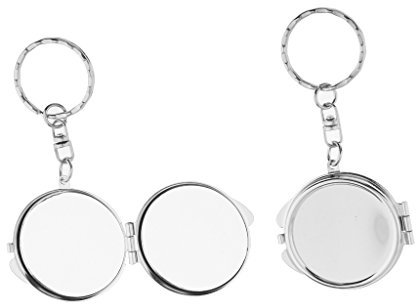 SM SunniMix 2pièces Mini Porte-clé Miroir Compact et Pliable Portable de voyage, A