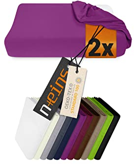 npluseins 2er Pack Spannbezüge für Nackenkissen Gesundheitskissen 959.1234, M, 35-40x55-60 cm, lila