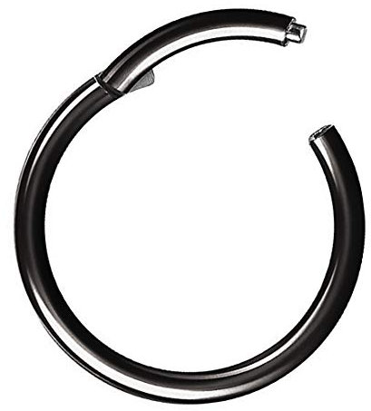 Piercing Ring Segmentring Clicker Scharnier Septum Tragus Helix Ohr Nase Lippe Nasenring Nasenpiercing Lippenpiercing Dünn Schwarz 1,2mm x 10mm