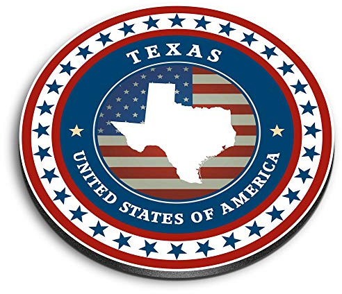 1 x Round MDF Magnet - United States America Texas Flag Map 5496