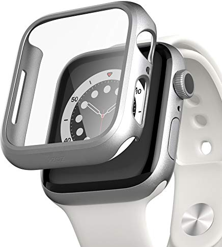 PZOZ Hülle Kompatibel mit Apple Watch Series SE2/SE/6/5/4 44mm mit PET Displayschutz, iWatch Sehr stark PC Schutzhülle, All-Around Schutz Case für Apple Watch Series SE2/SE/6/5/4 44mm (Silber)
