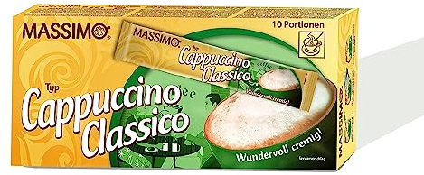 MASSIMO Cappuccino Classico 160 Sticks, 16 x 10 Stick á 12,5 g, Vorteilspack, Löslicher Bohnenkaffee mit Kakaopulver, Instant-Cappuccino, Schnelle Zubereitung