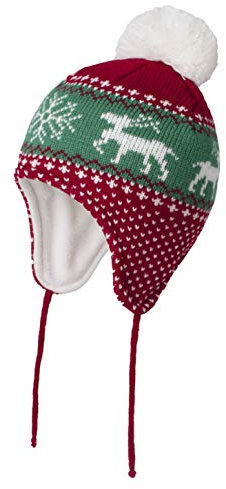 LANGZHEN Hirsch Hut für Mädchen Kleinkind Pom Pom Beanie Kid Winter Hüte Kleinkind Kappe Stricken Warme Mützen Mützen für Baby Jungen Mädchen (Hirsch-Rot, L(50-52CM/19.69-20.47))