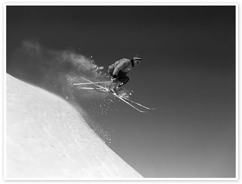 Skifahrer Nostalgie Poster von Vintage Ski Collection 70 x 50 cm Schwarz-Weiß Wandbilder Wanddeko
