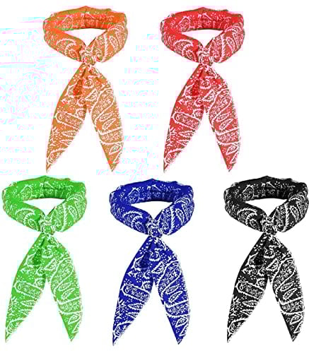 5Pcs Dog Cooling Bandana, Pet Dog Summer Instant Dog Cooling Collar Scarf Breathable Scarf Hot Weather Cooling Neck Wrap Kerchief Accessories for Dogs Cats Pets Cooling Medium