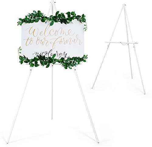 VISWIN 160cm H Bois Trépied Présentoir Chevalet Pour Signe de Mariage, Affiche, A-Frame Artiste Chevalet Plancher Avec Plateau Pour Peinture, Toile, Chevalet Pliable - Blanc