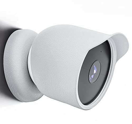 Protective Silicone Cover For Google Nest Cam Outdoor or Indoor (Battery) Waterproof Security Camera Protective Cover Sleeve Accessories (White)