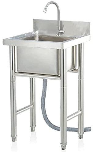 Guyifuny Évier de Cuisine de Restaurant sur Pied pour la buanderie arrière-Cour Garage Camping Station de Lavage des Mains portative Prep & Utility Lave-Mains