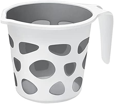 VAKRATUNDA KITCHENWARES Premium High Grade Plastic Duplex Designer Bathroom Bath Mugs Accessory, BPA free Bathing Mugs Dabba Camping Mug, Bathing Water Mug - 50 Ounce (Black, 1)