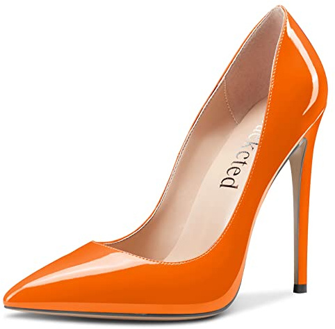 Saekcted Women High Stiletto Heel Close Pointed Toe Pumps Court Shoe Slip-on Wedding Office Dress 12 CM Heels Shoes