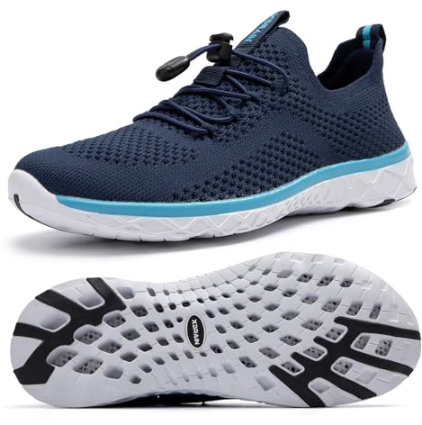 KOLILI Stilvolle Wasserschuhe für Damen, Tennis-Wanderschuhe mit Fußgewölbeunterstützung, ideal für Wassersport, Reisen und Spaziergänge, Marineblau / Türkis, 40.5 EU