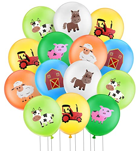 Prasacco 40 Stück Bauernhof Tier Luftballons, 12 Zoll Großer Ballon Dekorative Latex-Ballons Luftballons zum Thema Bauernhof für Geburtstagsfeiern, Babyparty, Bauernhof-Mottopartys (Zufälliges Muster)