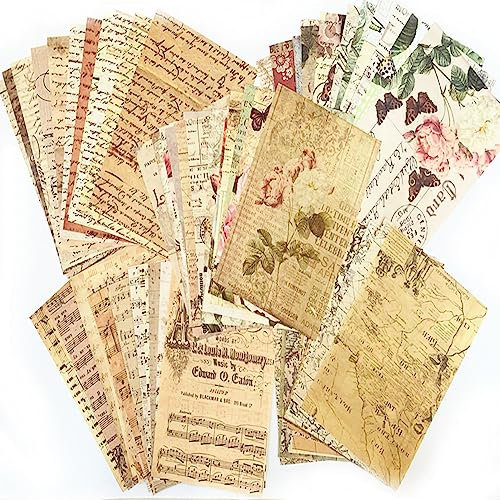 150 Stück Vintage-Scrapbooking-Papier, alte Buchseite, Musiknoten, Hintergrundmaterial Papier für DIY, Decoupage, Junk-Tagebuch, Scrapbooks