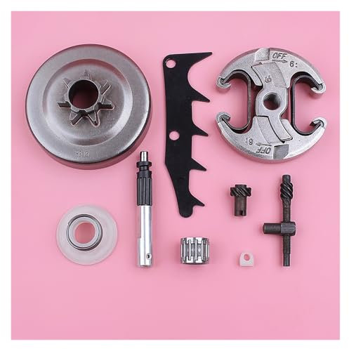 1 juego. Tambor de embrague 325 7T for Husqvarna 445 450, tensor de cadena, bomba de aceite, Kit de engranaje helicoidal, repuestos de motosierra 578097901 503905901