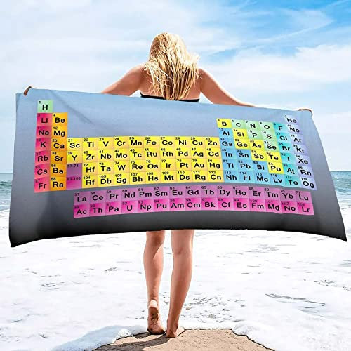 SUBURU Periodensystem Strandtuch Groß 100x200 cm, Weich Schnell Trocknen Microfaser Handtücher, 3D Strandhandtuch Periodensystem Badetuch Strandlaken Handtuch, Herren Frauen Badetücher