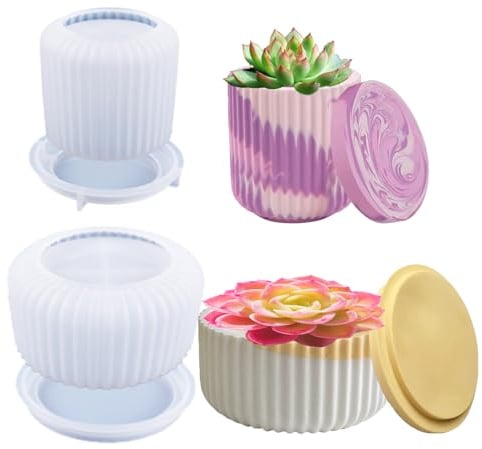 WYAHYQ Stampi in Silicone per Gesso Resina epossidica per la Realizzazione di vasi da Fiori,portacandele,barattoli