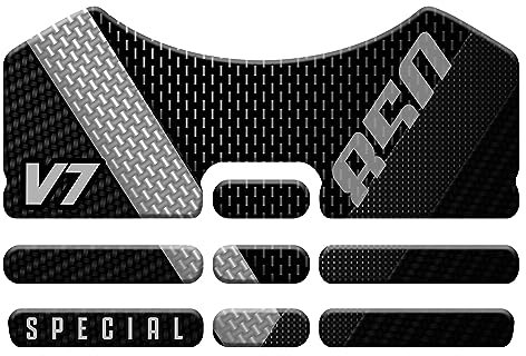 ADESIVO RESINATO EFFETTO 3D, PER MOTO COMPATIBILE CON MOTO GUZZI STONE V7 850 Special (Silver Stripe Monochrome, PARASERBATOIO)