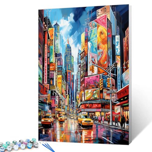 Tucocoo Graffiti Amerika Stadtbild Malen nach Zahlen, Kits mit Pinseln und Acrylpigment auf Leinwand, Gemälde für Erwachsene, New York Street View Bild für Zuhause, Wanddekoration, Geschenke