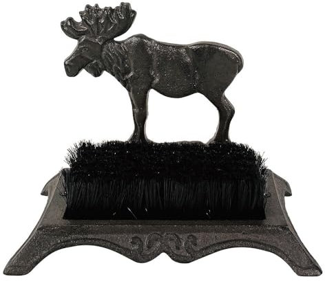 Schuhabstreifer Elch Schuhbürste Gusseisen Braun Nostalgie Fußabtreter Antik-Stil