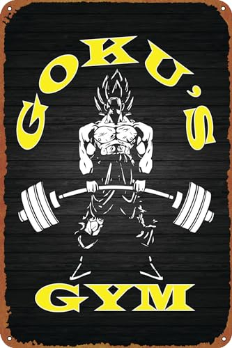 Anime Gym Deadlift Workout Metall Blechschild 20,3 x 30,5 cm Anime Motivation Vintage Poster Man Cave Deko
