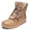 VITAFORM Winterstiefel Damen Gefüttert - Wasserabweisende Winterschuhe Damen - Warme Damen Stiefel Lammfell-Gefüttert für den Winter beige/taupe 38