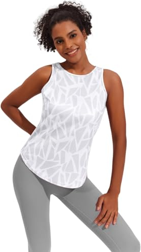 Weardear Damen Yoga Tanktops Ärmelloses Sportshirt Kleidung Fitness Running Workout Lauftop Geo-Druck Oberteile S-XXL
