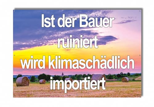 Protestbanner für Demo Landwirtschaft - Banner für Bauernprotest (Strohballen 1)
