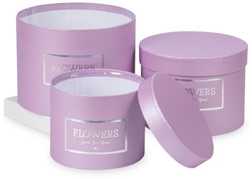 3er Set Runde Geschenkbox Blumenbox mit Folie Aufbewahrungsbox mit Deckel Pappschachteln Karton Geschenkkarton Schmuckschachtel Verpackung für Blumen, Schwarz Ø15/17/20cm