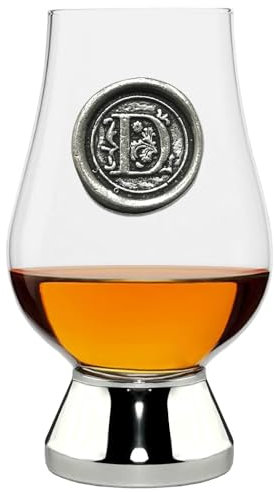 English Pewter Company Glencairn Personalised Whisky Glass with Monogram Initial - Unique Gifts for Men - with Your Choice of Initial 200ml [WGP204] (D)