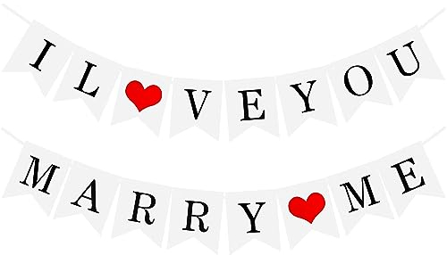 DUXUANT I Love YouMarry Me Banner,dekorative hängende Girlande für Hochzeit, Verlobung, Antrag, Party-Dekoration