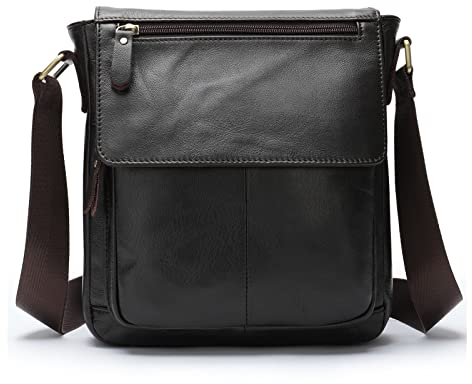 FANDARE Vintage Umhängetasche Leder Herren Herrentasche zum Umhängen Damen Schultertasche Echtes Leder Handgelenktasche Crossbody Bag Arbeitstasche Messenger Bags Geschenk für Männer Braun A