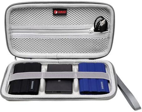 XANAD 3-in-1 Hard Case for Samsung T9/T7 Shield/T7/T7 Touch 250GB-4TB SSD - Gray