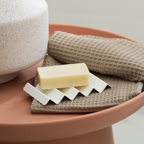 DABSTORY Portasapone organizer in acciaio inox, per bagno e doccia, bagno, portasapone, spugne, sapone, design elegante, moderno (bianco)