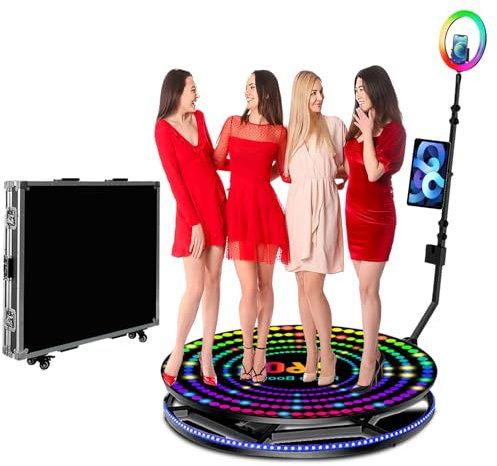 360 Photo Booth Machine for Parties - Auto Spin Video Booth with RGB Ring Light, Remote Control & Free Custom Logo (100cm/39.4inch)