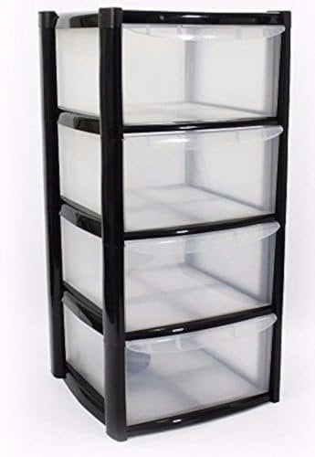 SPECTRAPLAST® 4 Drawer Large Plastic Tower Unit Trolley Chest, School, Office, Home