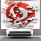 kaiyun Japanischer Koi Wandteppich Wandtuch Wandbehang Tapestry Tapisserie Wanddekoration Glückverheißende Wolken Wandkunst Wandtücher 130cmx150cm