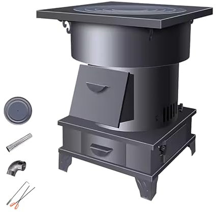 Poele a Bois avec Double Four, Poêle À Bois de Tente, Ajout de Trous de Gazéification À 360, Économie de Carburant pour La Cuisines Le Camping La Tente La Pêche