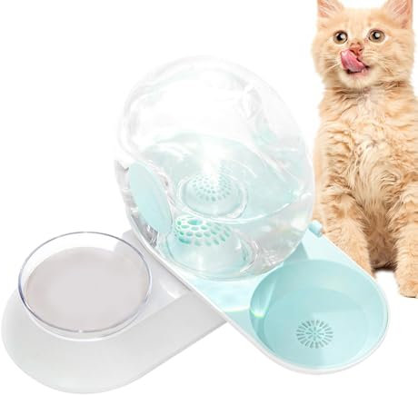 Fontaine à eau pour chat, distributeur d'eau filtré automatique en forme d'escargot, fontaine à boire en forme d'escargot, ensemble 2 en 1 pour eau et nourriture pour animaux de compagnie,
