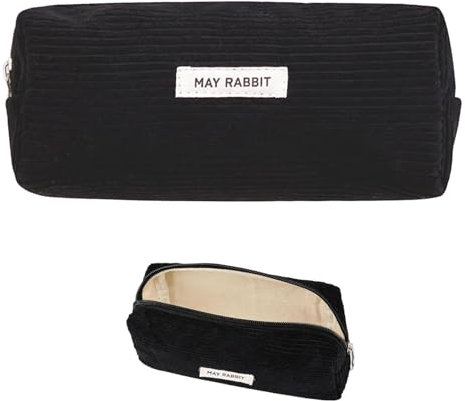 iCovalescent Mäppchen Cord-Stoff, Große Speicherkapazität Federmäppchen, Kleine Make Up Tasche, Stiftetasche, Geeignet für Schulen, Büros, Reisen(Schwarz)