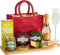 InterHamper | Cheese and Prosecco Treat Hamper Gift with Prosecco, Cheese Truckles, Chutney and Crackers all presented in a Red Jute Bag