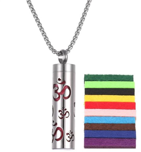 essentiall Oil Diffuser Necklace - Aromatherapy Perfume Pendant, Calming Scent Diffuser Jewelry, Stainless Steel Oil Necklace with Refill Pads, Aromatic Jewelry Scent Diffuser for Relaxation Women Men